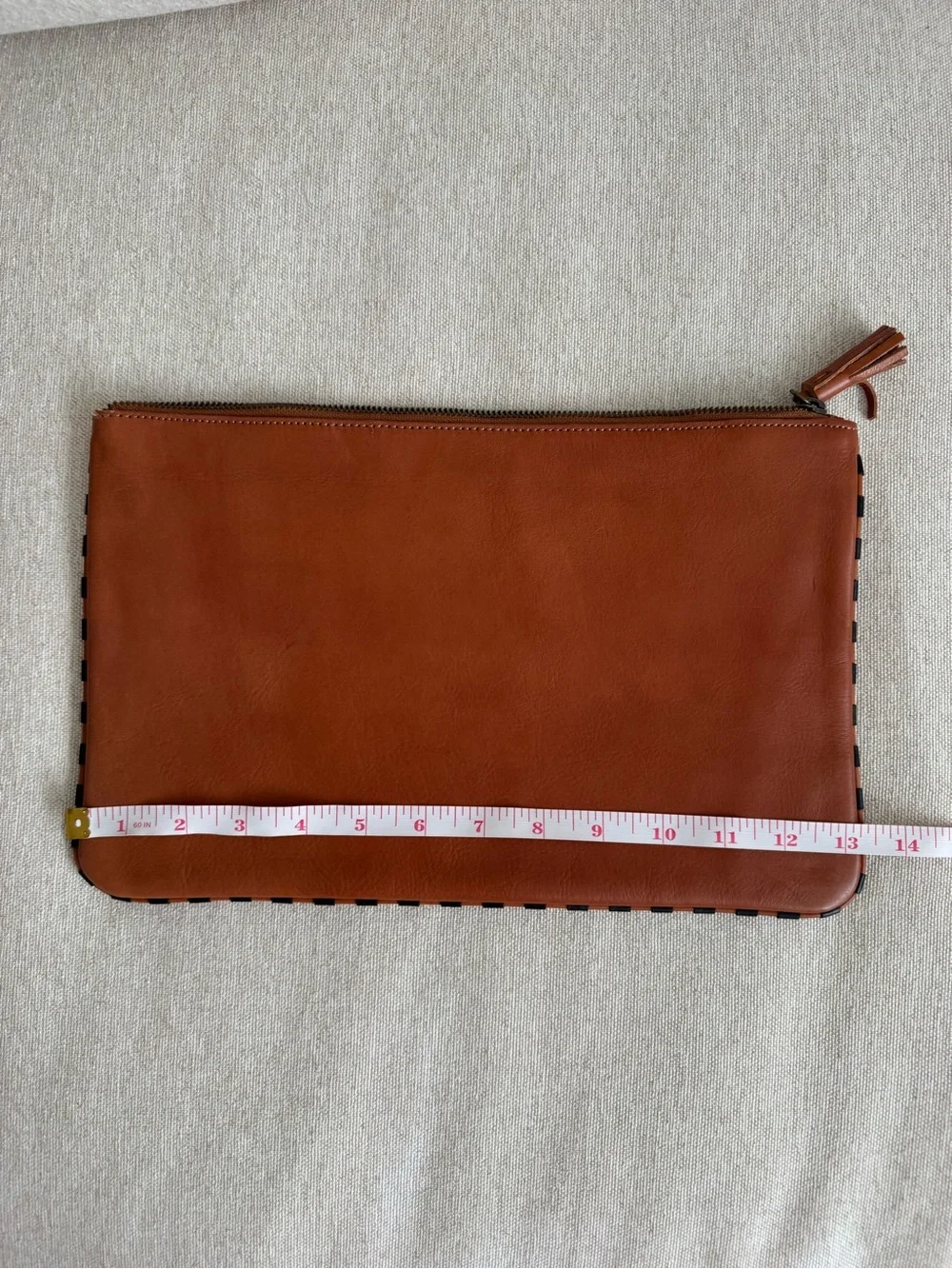 Madewell Tan Leather Zip Clutch